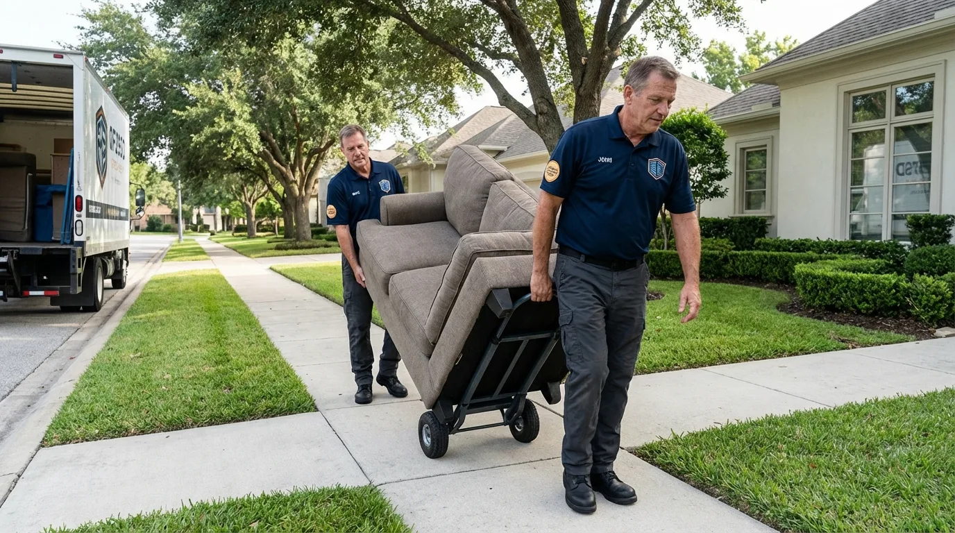 Local residential moving crew loading furniture in Seneca, PA