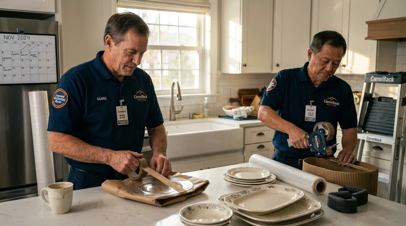 Professional crew packing kitchen dishware in Seneca, PA